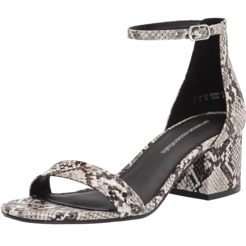 Leather ankle strap heel